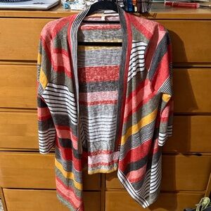 Chic Striped Open-Front Cardigan